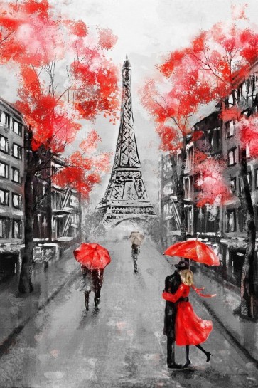 Arthur Heard - Paris View - Eiffel Tower X - Red Umbrellas