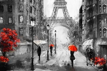 Arthur Heard - Paris View - Eiffel Tower XI - Red Umbrellas