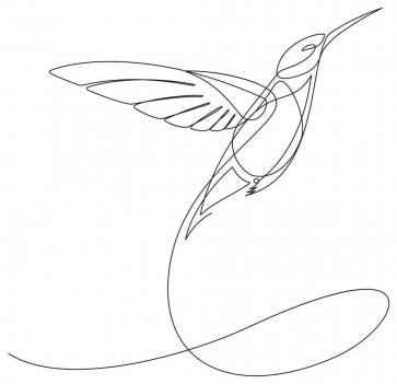 Line Art - Humming Bird - About To Take Off