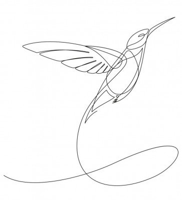 Line Art - Humming Bird - About To Take Off