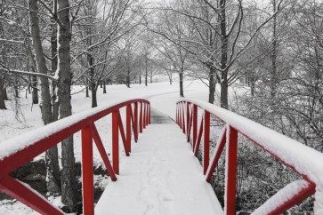 Dylis Bevan - Winter - Red Bridge After The Snow Storm II