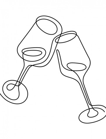 Line Art - Wine Glass - Cheers