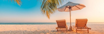 Dolores Flowers - Rest Chairs at the Tropical Beach - Sunset