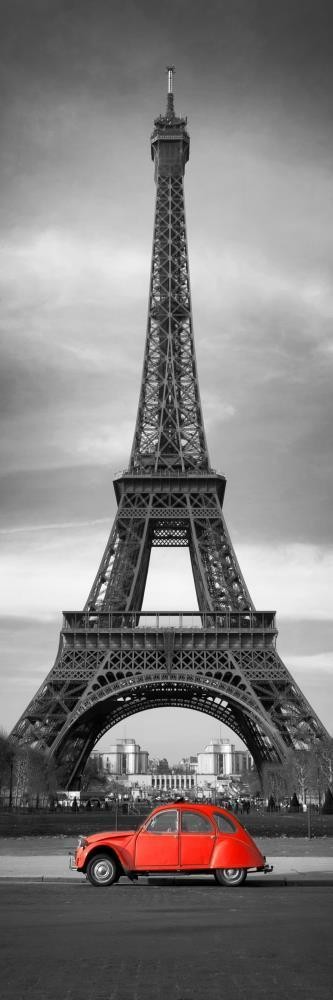 Paris - Eiffel Tower With Red Vintage Car II