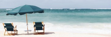 Dolores Flowers - Rest Chairs at the Tropical Beach - Marine Blue