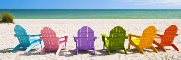 Dolores Flowers - Beach - Rainbow Chairs
