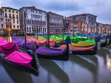 Assaf Frank - Gondolas parked on the grand canal, Venice, Italy