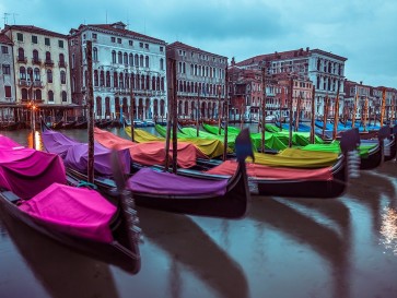 Assaf Frank - Gondolas parked on the grand canal, Venice, Italy