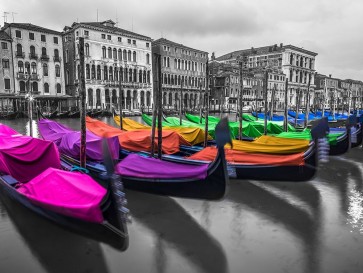 Assaf Frank - Gondolas parked on the grand canal, Venice, Italy