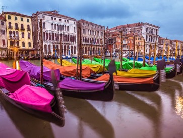 Assaf Frank - Gondolas parked on the grand canal, Venice, Italy