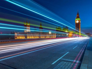 Assaf Frank - Westminster Abby and Big Ben with strip lights, London, UK