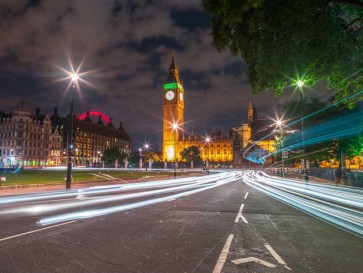 Assaf Frank - Westminster Abby and Big Ben with strip lights, London, UK