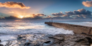 Samantha Jordan - Sunset over Porthleven Pier, England  