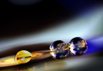 Scott Linas - Gold and Blue Bubble, Black Background  