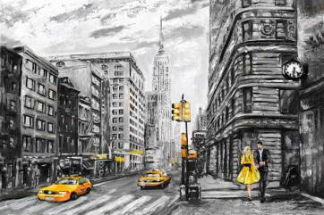 Arthur Heard - Street View Of New York - Black, white and Yellow