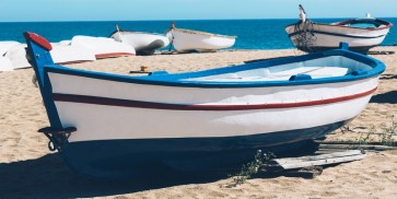 Aminah Muhsina - Old fishing Boat on Beach  