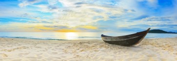 Fred Mouse - Panorama view of Beach With Wooden Boat  