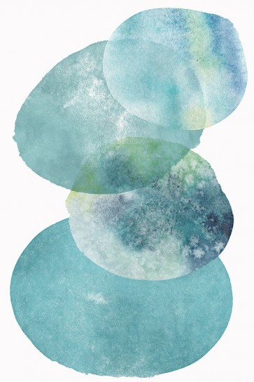 Christine Zalewski - Pools of Ocean Blue Watercolor Abstract I