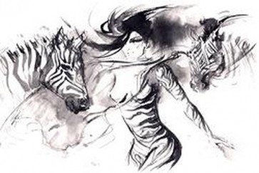 Glamorous Girl in a Zebra Costume 