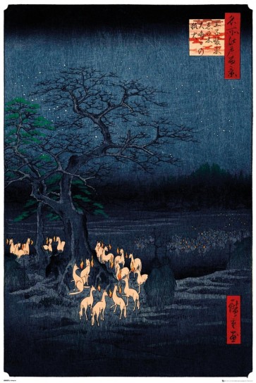 Utagawa Hiroshige - New Year's Eve Foxfires at the Changing Tree