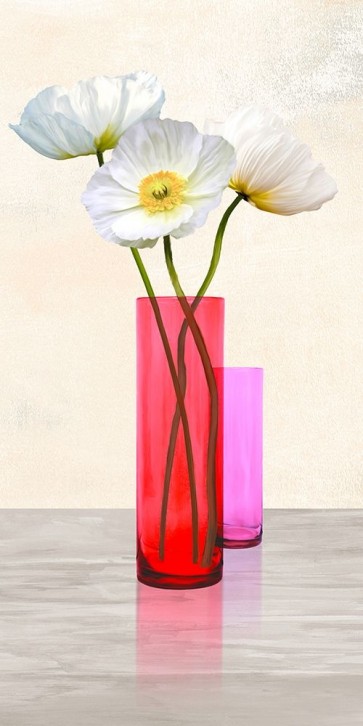 Ann Cynthia - Poppies in crystal vases (Purple II)