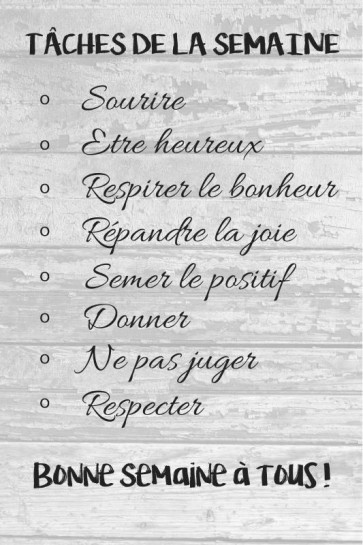 Tâches de la semaine