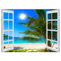 Beach Palm Tree Window