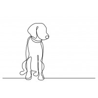 Line Art - Dog - Waiting To Go Play