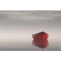 Boat - Red - Misty evening at the Lake