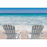 Lucille Greer - White Chairs at the Beach - No Umbrella Today