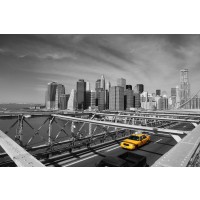 New York - Yellow Taxi On Brooklyn Bridge