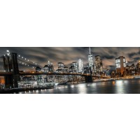 New York - Lighted Brooklyn Bridge at Night