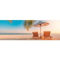 Dolores Flowers - Rest Chairs at the Tropical Beach - Sunset