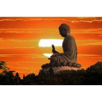 Erin Gunne - Buddha Statue - Orange Sunset