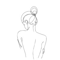 Line Art - Woman - Line Drawn Of A Female Upper Body I