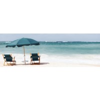 Dolores Flowers - Rest Chairs at the Tropical Beach - Marine Blue
