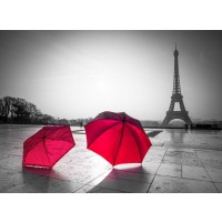 Assaf Frank - Two Umbrellas in front of the Eiffel tower, Paris, France