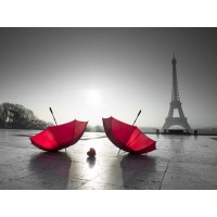 Assaf Frank - Two umbrellas next to the Eiffel tower