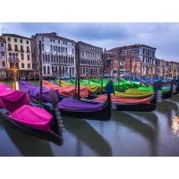 Assaf Frank - Gondolas parked on the grand canal, Venice, Italy