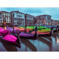 Assaf Frank - Gondolas parked on the grand canal, Venice, Italy