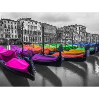 Assaf Frank - Gondolas parked on the grand canal, Venice, Italy