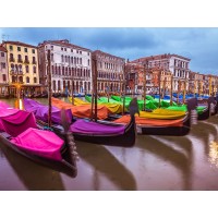 Assaf Frank - Gondolas parked on the grand canal, Venice, Italy