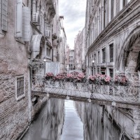 Assaf Frank - Small bridge over narrow canal-Venice-Italy