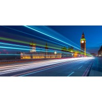 Assaf Frank - Westminster Abby and Big Ben with strip lights, London, UK