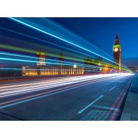 Assaf Frank - Westminster Abby and Big Ben with strip lights, London, UK