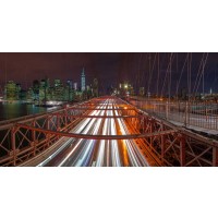 Assaf Frank - Evening view of Manhattan skyline from Brooklyn bridge