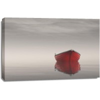 Boat - Red - Misty evening at the Lake