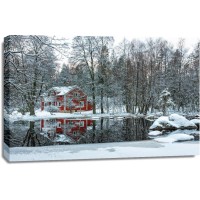 Codey Wicks - Winter - Lone Red Country House Behind the Woods