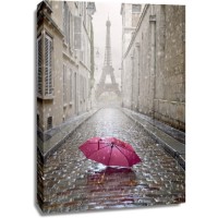 Paris - Red Umbrella Sepia Tone