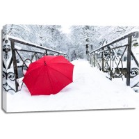 Dylis Bevan - Winter - Red Umbrella Lost In The Snow